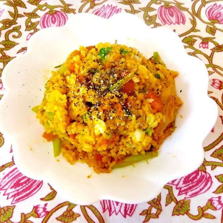 人参とかぼちゃの煮物リメイク♪リゾット風炒飯